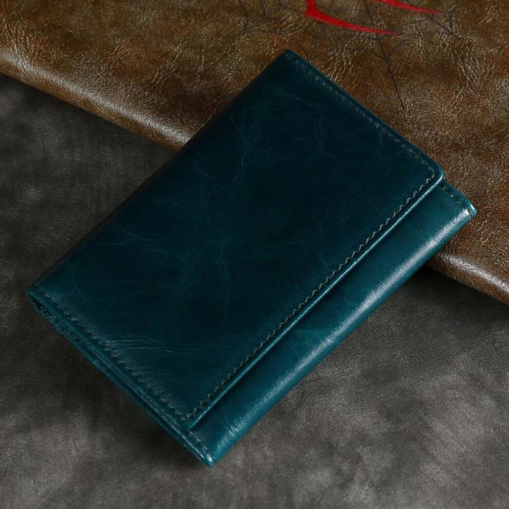 (blue) Genuine Leather RFID-Blocking Business Card & Credit Card Holder