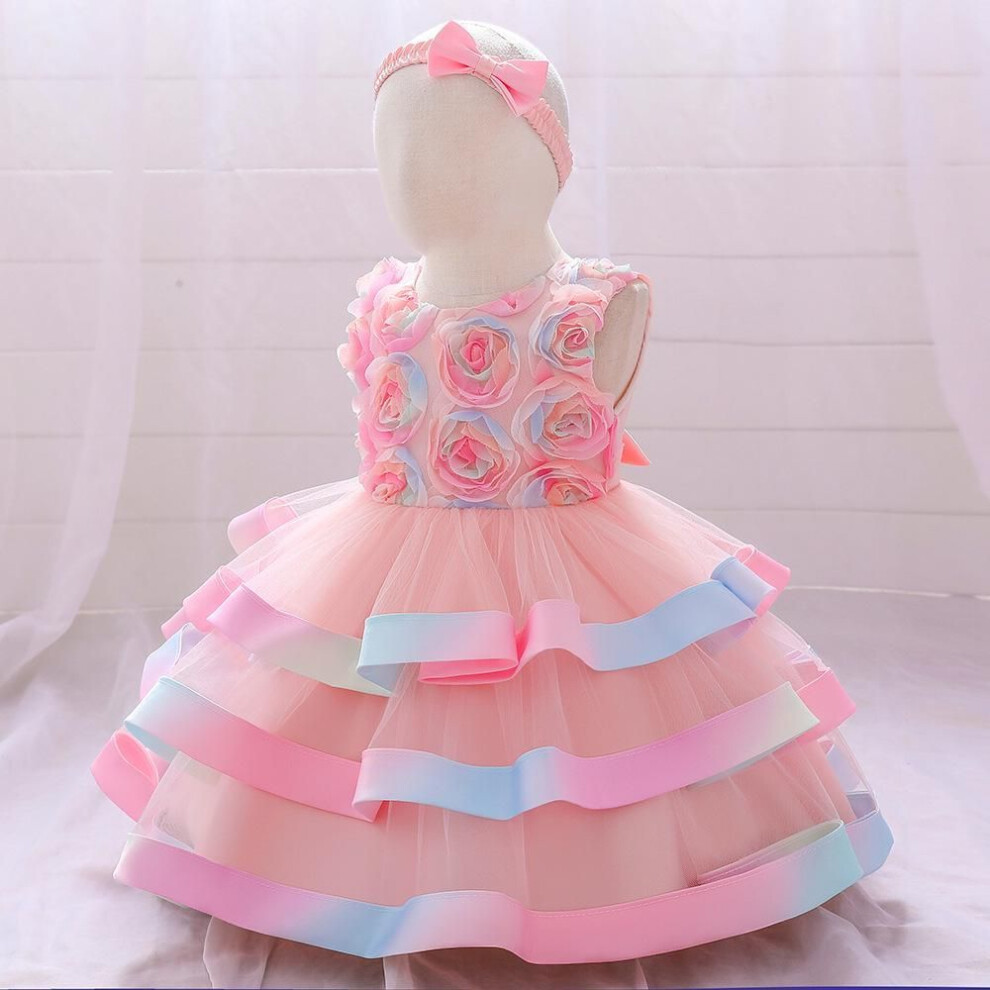 (pink, 90cm (2-3Y)) 2024 European & American Flower Tutu Dress for Toddlers - Catwalk Style