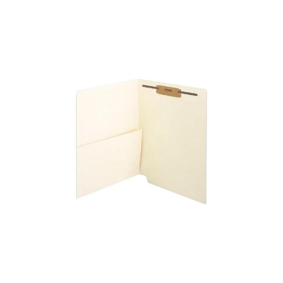 Western State MAQ31466 Reinforced End Tab File Folder with Top Fastener & Pocket, Manila - Letter Size - Box of 50