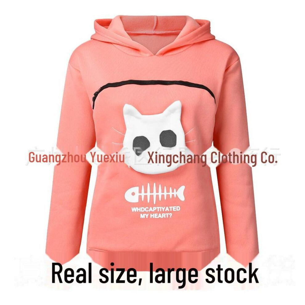 (pink, L) 2022 Women's Cat Print Sweatshirt - Cat Nest Top
