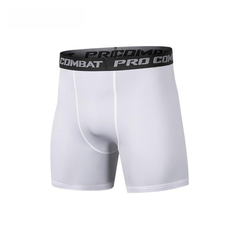 (white, S) Men's Quick-dry Compression Running Shorts - Breathable, Elastic Sports Leggings For Basketball & Fitness.