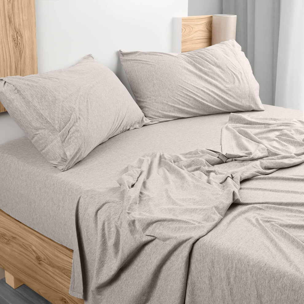 Parure de lit Queen Size Utopia Bedding - Draps en jersey 4 pi   ces - Draps en jersey de coton - Draps extensibles doux (Queen Oatmeal)