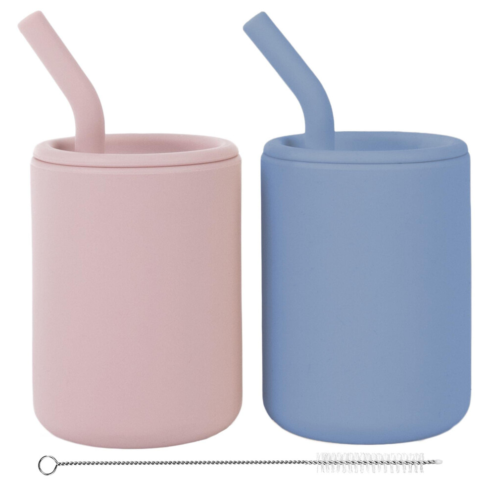 Gobelets en silicone WeeSprout pour b   b    avec pailles et couvercles, options de 4 et 8 oz, lot de 2, contenant d'apprentissage pour tout-petits d