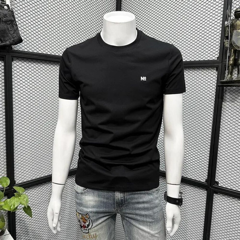 (white, 4XL) Men's Trendy Slim Fit Short-Sleeve T-Shirt - Spring/Summer 2023 Casual Round Neck