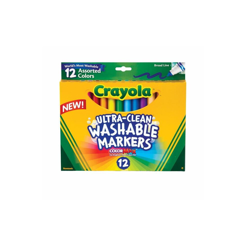 Crayola 024031 Non-Toxic Washable Marker Set, Conical Tip, Set - 12