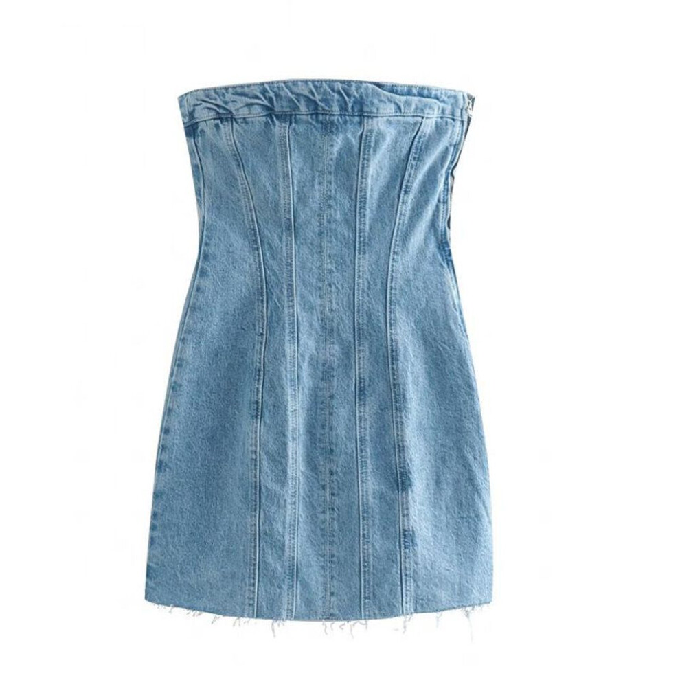 (Large) Autumn 2022 European & American Style One-Shoulder Denim Dress