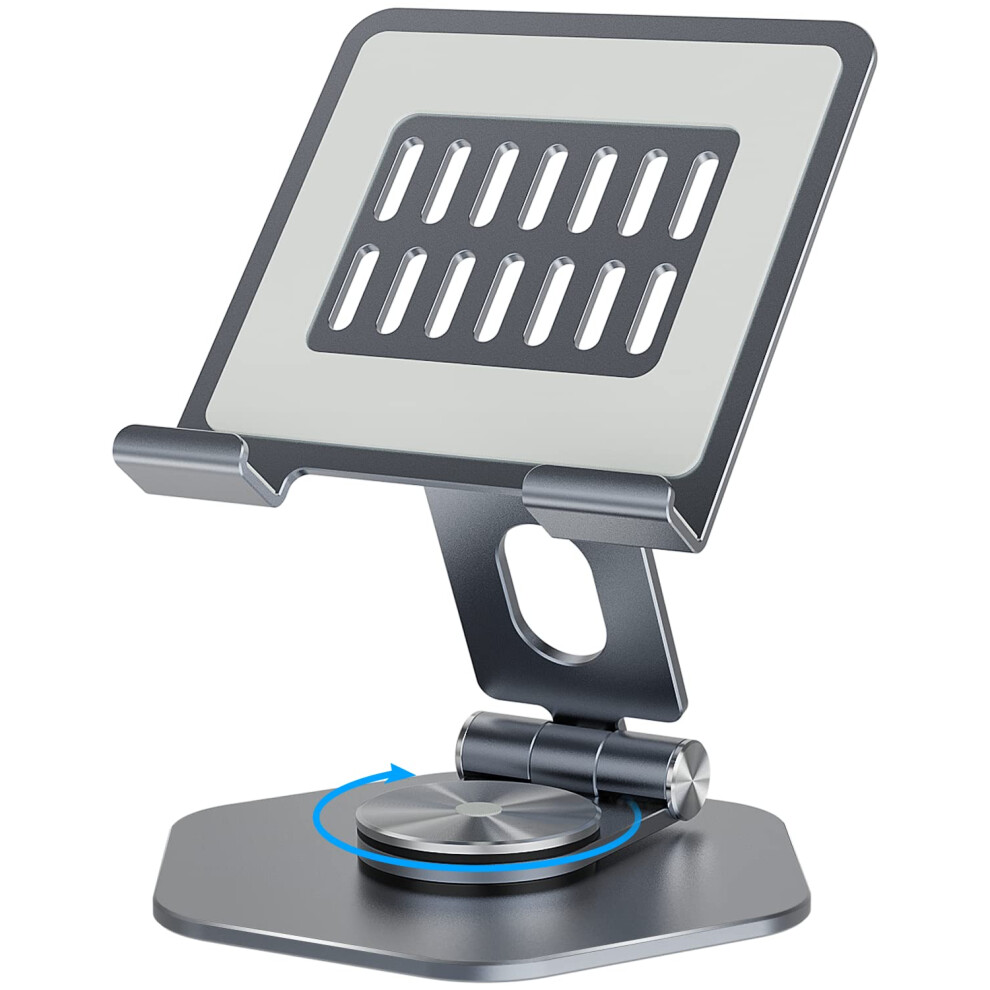 Sojuner Tablet Stand Holder For Desk Swivel Ipad Stand With 360 Rotating Base Aluminum Foldable Desktop Stand Holder Compatible With All T 631851961259