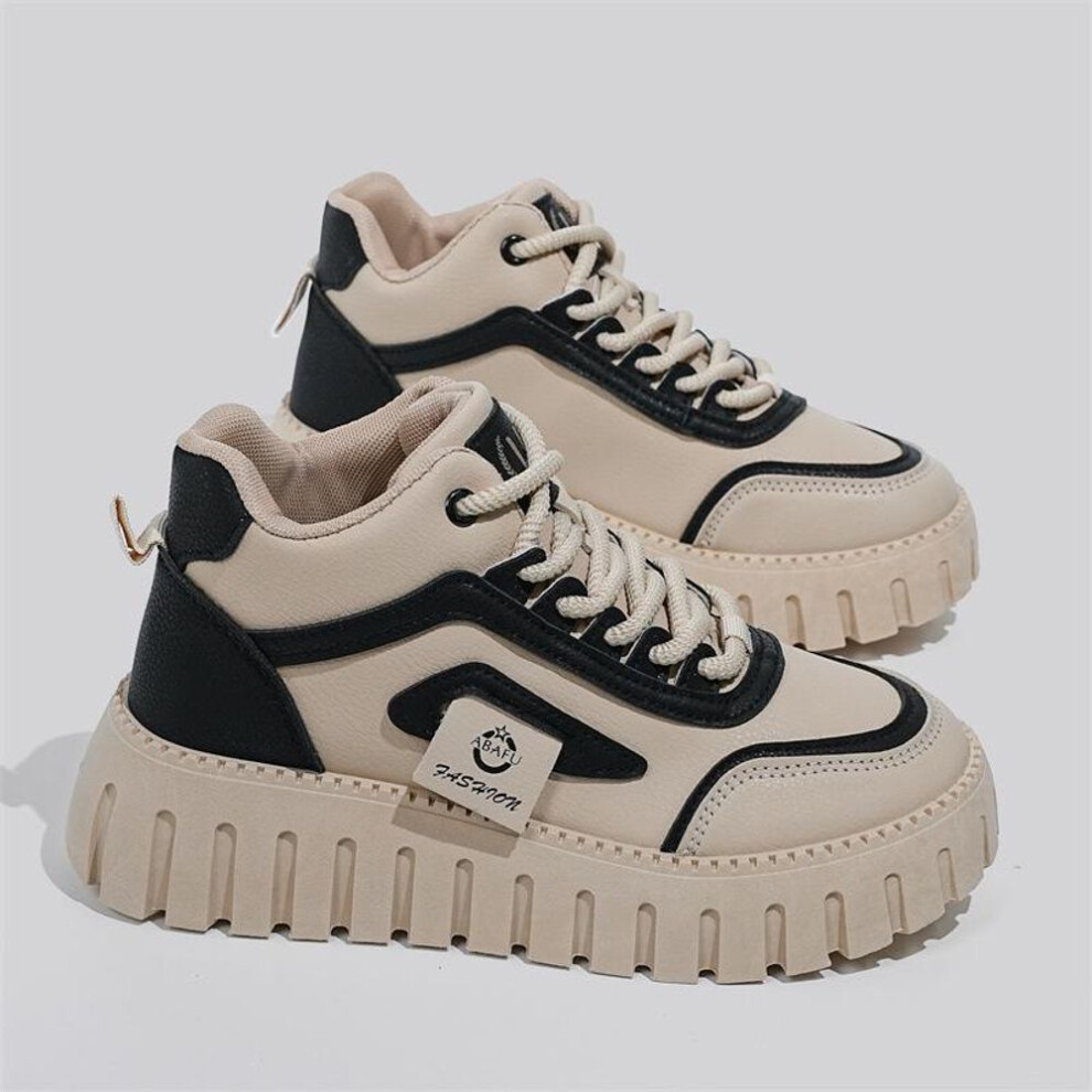 (black, 40) Women's Thick-Soled High-Top Dad Sneakers - Fashionable and Versatile Casual Sports Shoes for Autumn/Winter 2024