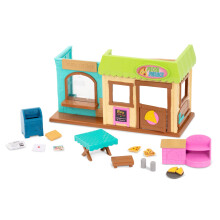 Lil Woodzeez Post' n Pizza Shop 18-teiliges Puppenhaus-Spielset inklusive Restaurantmbeln, Postzubehr und vorgetuschtem Essen Geschenkspielz
