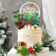 12 STKS Kersttaart Topper Vrolijke Kerst Taartdecoraties met Herten Kerstman Pijnboom voor Kerstmis Winter Vakantie Taart Decor Kerst Thema Feestarti