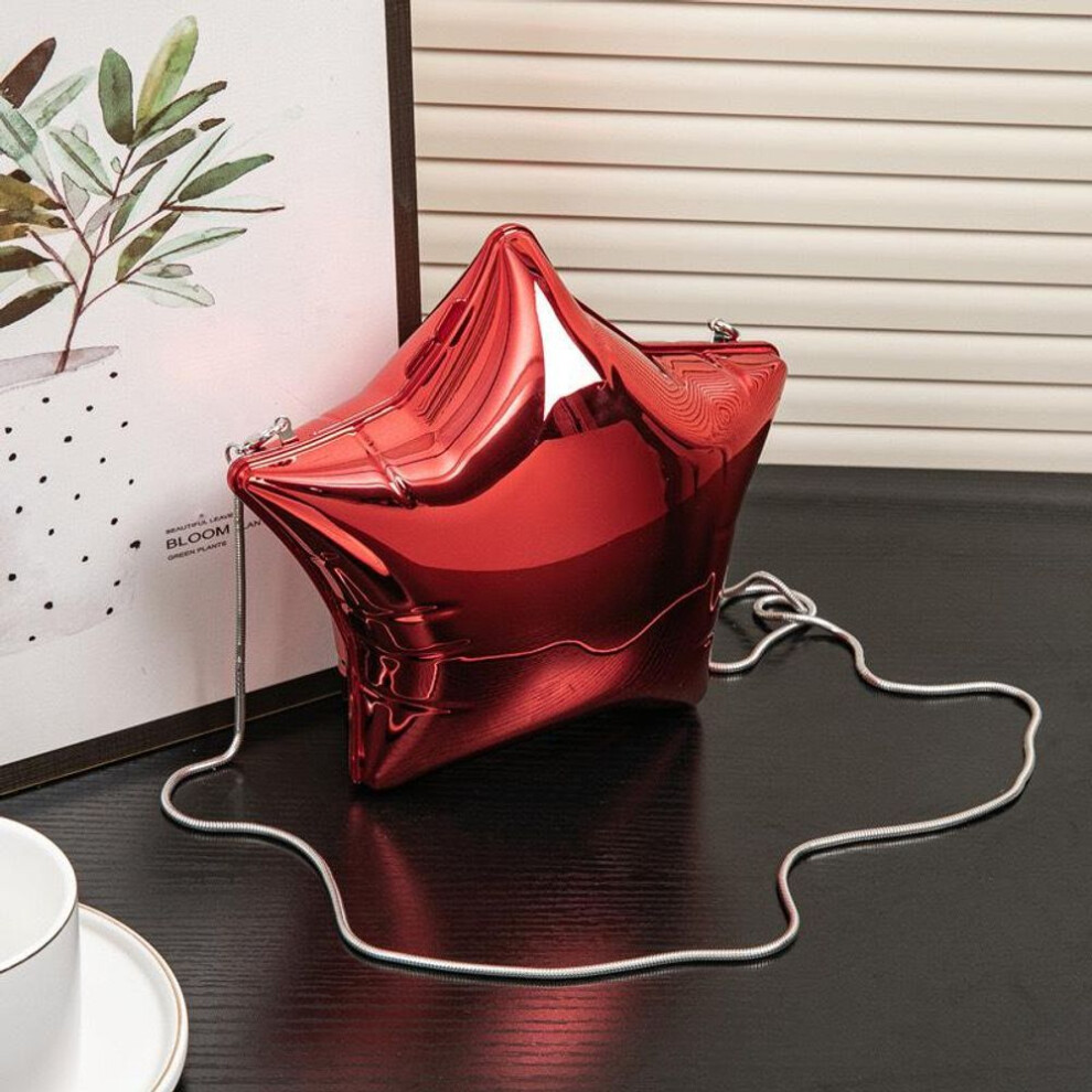 (red) 2024 Summer Star Chain Crossbody Clutch - Acrylic Mini Evening Bag With Lipstick Holder