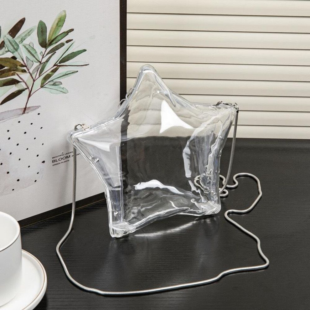 (transparent) 2024 Summer Star Chain Crossbody Clutch - Acrylic Mini Evening Bag With Lipstick Holder