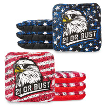 Play Platoon Tournament Series Cornhole Bags - Pro Style Dual Sided Slick and Sticky Side Bags - Set of 8 - Designed in USA - 4 Red & 4 Blue Bald Eagl