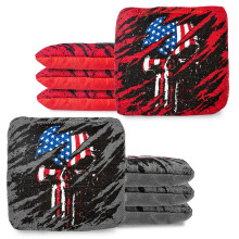 Play Platoon Tournament Series Cornhole Bags - Pro Style Dual Sided Slick and Sticky Side Bags - Set of 8 - Designed in USA - 4 Red & 4 Gray American