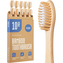 VIVAGO Bamboo Toothbrushes Medium Bristles 10 Pack - BPA Free Medium B