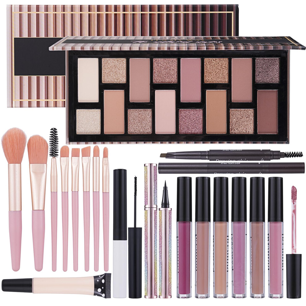 Moobirlet Teen Makeup Kit For Girl Include Eyeshadow Palette,Eyeliner,Makeup Brush Set,Lipgloss Set,Mascara, Eyebrow Pencil Make Up Set Gift For Women Full Kit