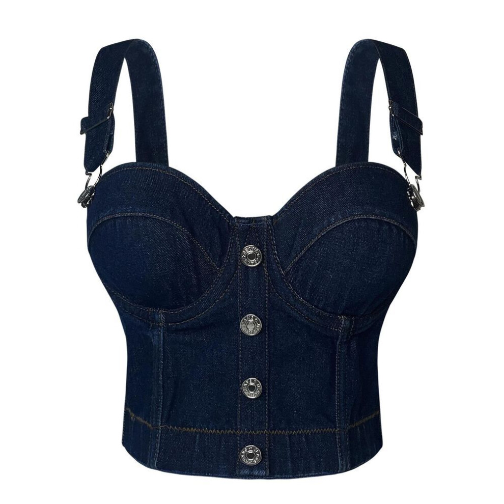 (dark blue, 42) "stylish Denim Strapless Tube Top Camisole - New Slim Fit Design