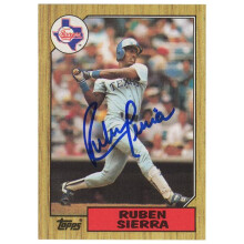 Schwartz Sports Memorabilia SIECAR101 Ruben Sierra Signed Texas Rangers 1987 Topps Rookie Baseball Trading Card No.261