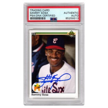 Schwartz Sports Memorabilia SOSCAR102 Sammy Sosa Signed Chicago White Sox 1990 Upper Deck Baseball Trading Card No.17 - PSA Encapsulated