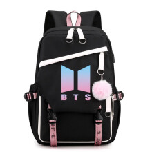 (BlackWhite)Bts große Kapazität USB-Lade-Rucksack Freizeitreise-Schulrucksack Unisex