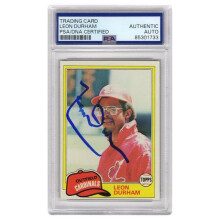 Schwartz Sports Memorabilia DURCAR113 Leon Durham Signed Cardinals 1981 Topps Rookie Baseball Card No.321 - PSA Encapsulated