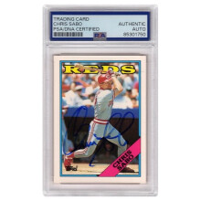 Schwartz Sports Memorabilia SABCAR107 Chris Sabo Signed Reds 1988 Topps Traded Rookie Baseball Card No.98T - PSA Encapsulated