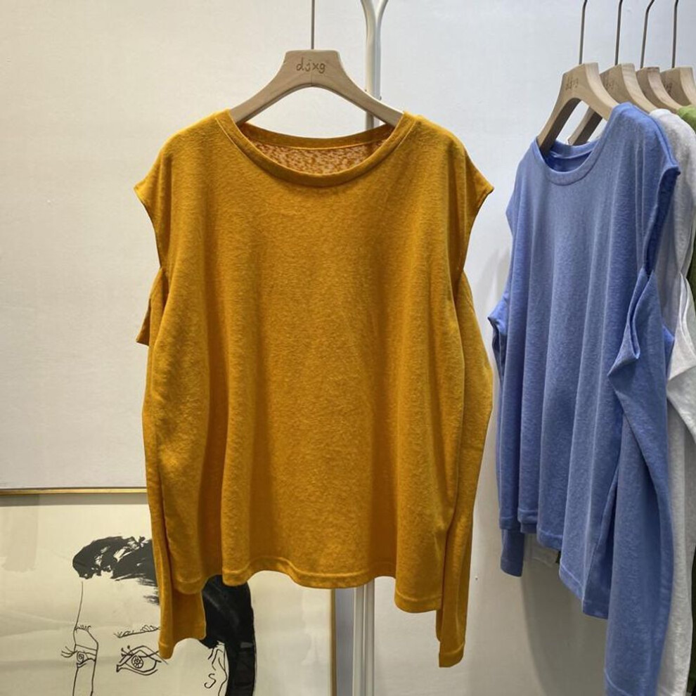 (khaki, Extra Large) "2025 Korean Women's Long-Sleeve Niche Hollow Sleeve Autumn T-Shirt