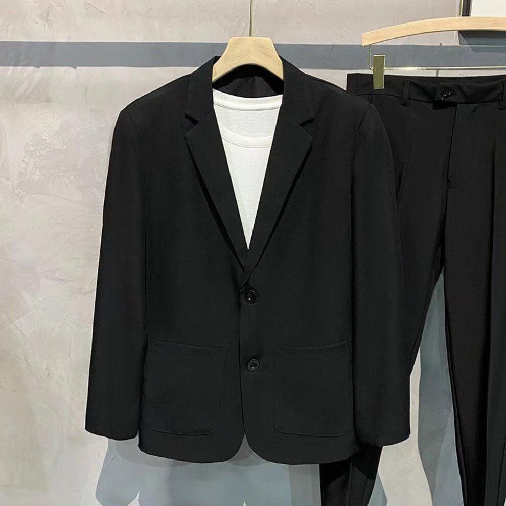 (black, 2XL) "2022 Spring/Autumn British Style Youth Non-Iron Slim Fit Casual Suit Jacket for Men