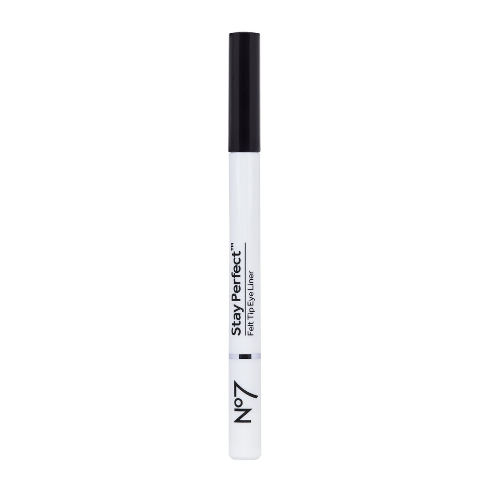 No7 Stay Precise Felt Tip Eye Liner - Black - Precision Tip Liquid Eyeliner Ideal for Cat Eye Look - Easy to Use  Long Lasting Eyeliners for