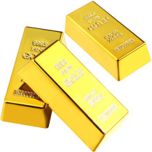 3pcs Simulated Treasure Fake Plastic Golden Brick Bullion, Gold Bar Paperweight, Stage Prop, Kids Gift, Party Supplies, Bank Pretend Play(2.4 Inch)