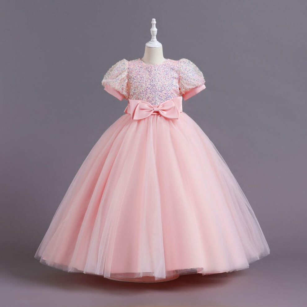 (pink, 160 cm) Girls' Birthday Princess Mesh Dress for Parties and Performances