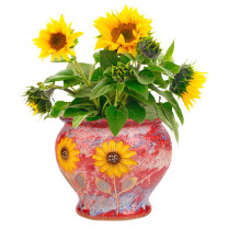 Sungmor Ceramic Hand Painted Succulent Flower Pots 9 Inch Large Pottery Pots for Indoor Outdoor Plants Decorative Ceramic Vase for Flower Arrangement