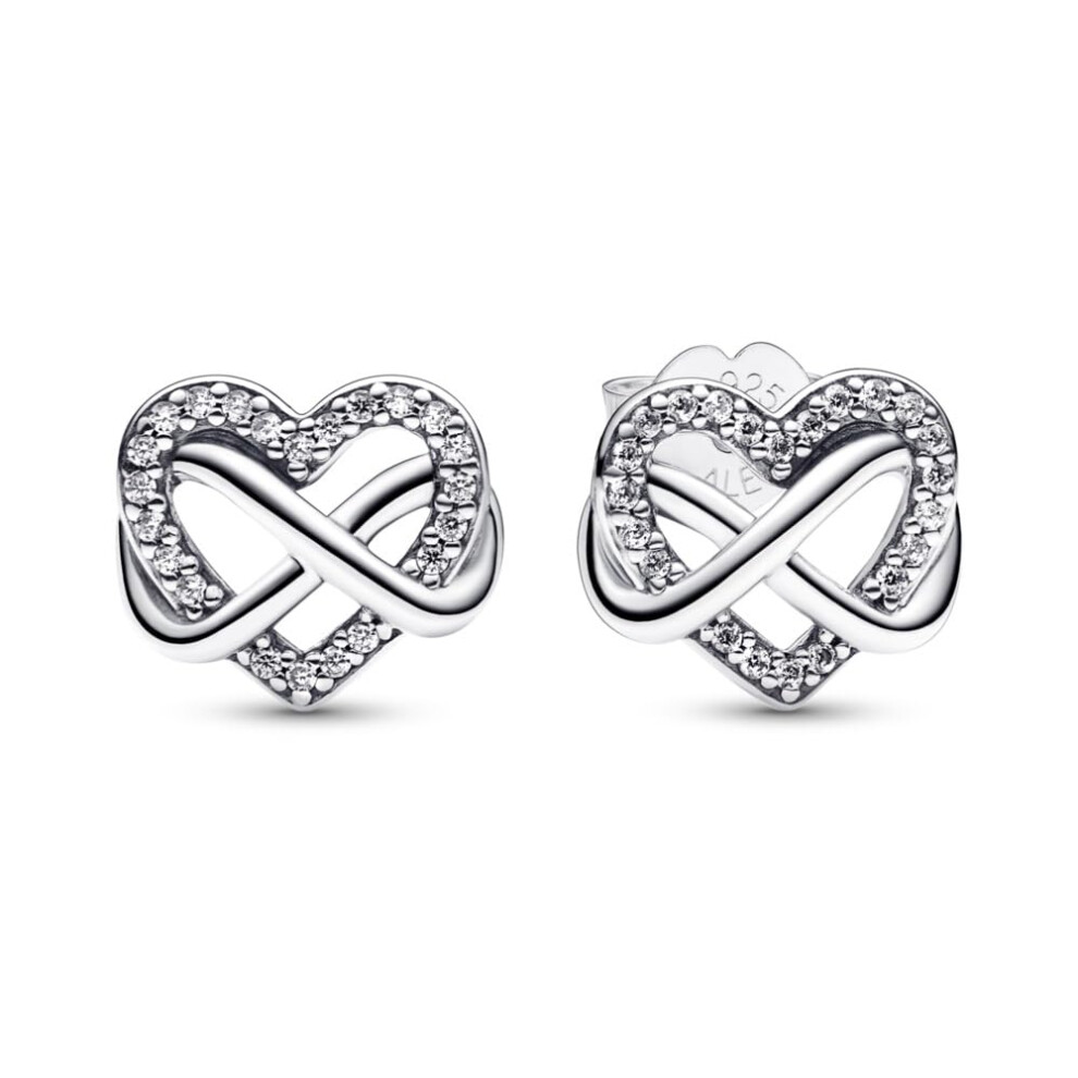 Pandora Sparkling Infinity Heart Stud Earrings 292667C01 For Women