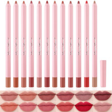 Yibaby Matte Lip Linet Cur crayon 12 couleurs Nude Nude to Dark Imageproof Long Not Fade Softs Crayons Gift Gift Sett pour le travail de la fte