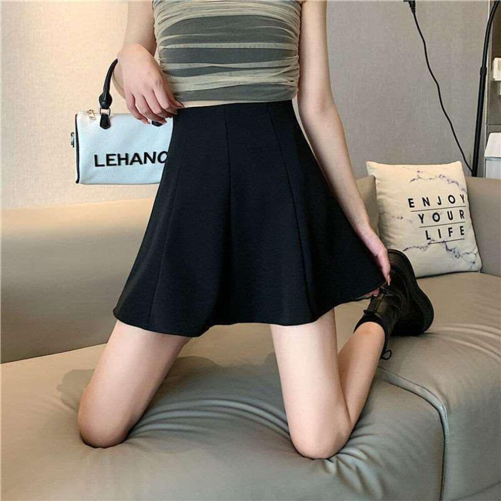 (black, 2XL) "2024 Women's Korean Style Pleated A-Line Skirt - High Waist, Versatile & Fashionable for Spring/Summer