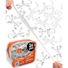 UpBrands 24 Pack TRANSPARENT Super Stretchy Lizard Toys - Clear Party Favors, Rubber Lizards for Kids