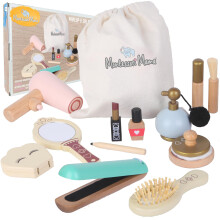 Kit de maquillage et de coiffure Montessori Mama - Kit de maquillage en bois avec outils de coiffure et cosm tiques - Maquillage pour tout-petits