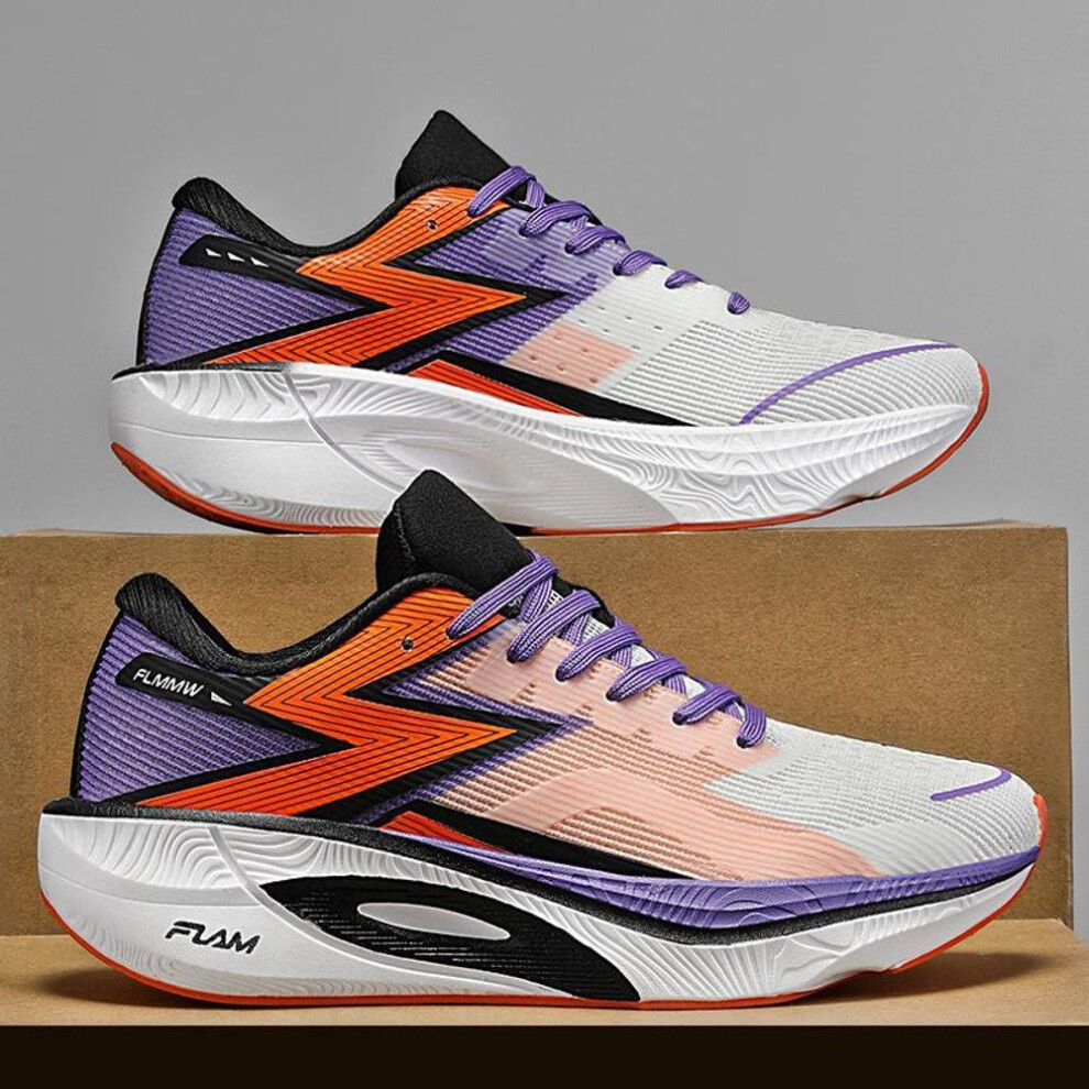 (white,purple, 43) Feiran 3 Carbon Plate Marathon Running Shoes - Shock-Absorbing, Soft Bottom, Professional Racing Sneakers