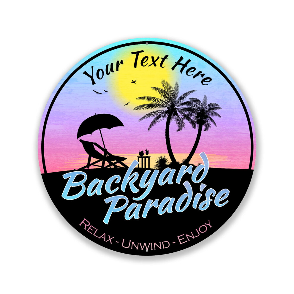 Personalizovan Dvorek Paradise Sign Beach Sign Tropick Nstenn Dekorace Relax Unwind Cedulka Na Bazn Plaketa Na Vrivku Vyrobeno V Usa 18"""" 10018-image