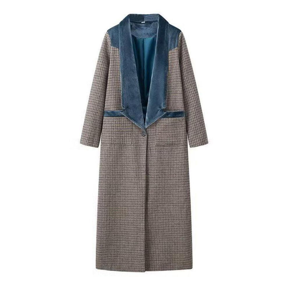 (M) 2024 Autumn Plaid Woolen Long-sleeve Coat - European & American Fashion Style
