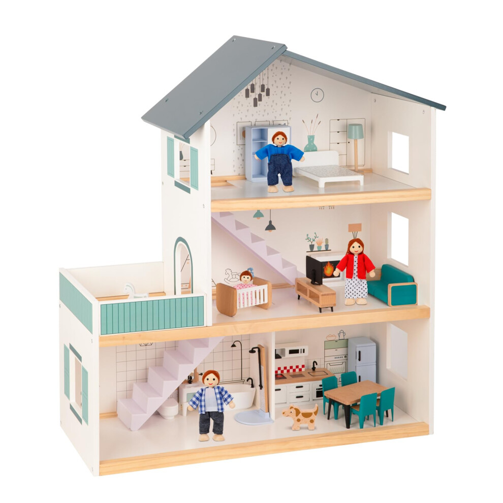 Maison de poupée en bois OOOK pour enfants, maison de poupée avec ensemble de meubles de luxe simulés, ensemble de jeu de maison de poupée pour f