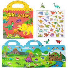 Reusable Sticker Books for Kids Travel Removable Toddler Dinosaur Sticker Books for 3 4 5 Year Old Girls Boys Birthday Gifts Educational Le