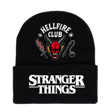 (Black,Devil)Stranger Things 4 Herbst Winter Warm Gedruckte Strickwollmütze für Männer und Frauen