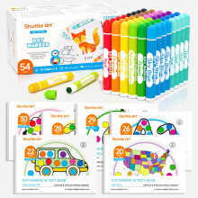 Shuttle Art 48 Paket Tvättbara Punktmarkörer, 12 Färger med 6 Aktivitetsböcker, Roliga Konstmaterial för Barn