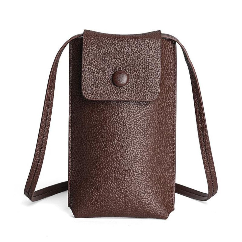 (coffee) Women's Wear-Resistant PU Leather Mini Crossbody Phone Bag with Buckle, 2023 Edition