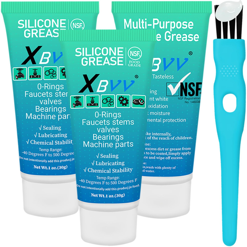Xbvv Food Grade Silicone Lubricating Plumber Grease For Waterproof Faucet Pool Filter O Ring 3Pack 1 Oz Tube With Brush 656485344759