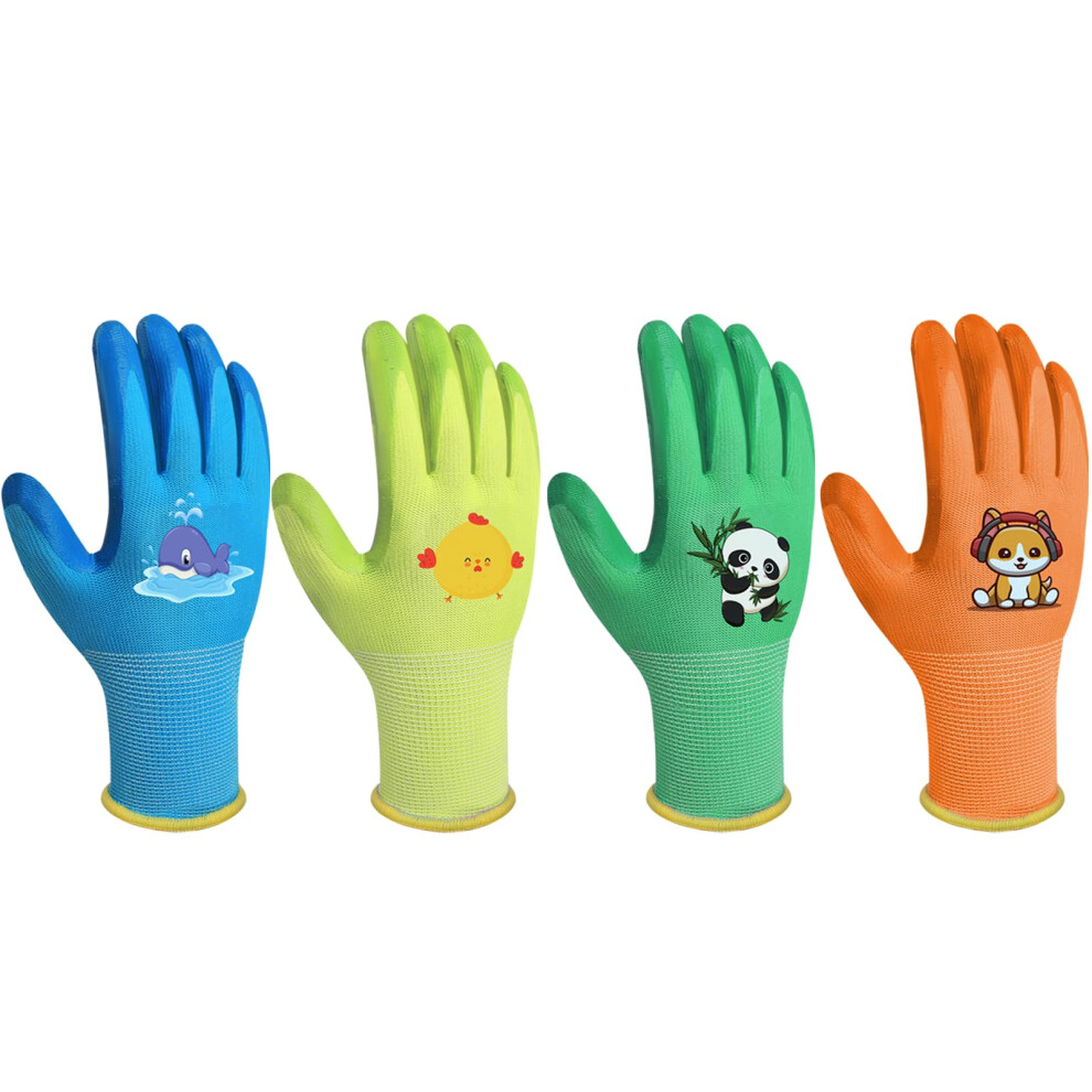 Slarmor Lot De 4 Paires De Gants De Jardinage Pour Enfants De 3 12 Ans, Avec Rev Tement En Nitrile, Pour Le Jardinage, Le Jardinage, Les Travau-image