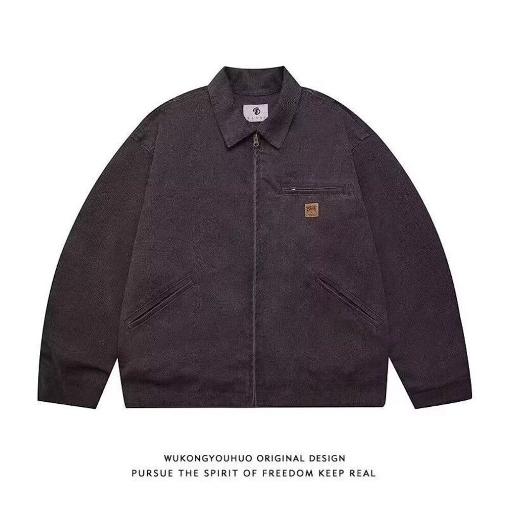 (black, 2XL) 2024 American Retro Workwear Lapel Jacket - Lightweight Spring/fall Korean Style