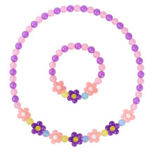 Set de bijuterii Yarkeuier pentru fete - dragu? cu margele de flori colier bra?ara-bijuterii cu flori pentru fete mici - bijuterii elastice ?i vo