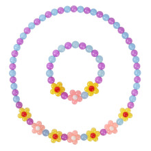 Set de bijuterii Yarkeuier pentru fete - dragu? cu margele de flori colier bra?ara-bijuterii cu flori pentru fete mici - bijuterii elastice ?i vo